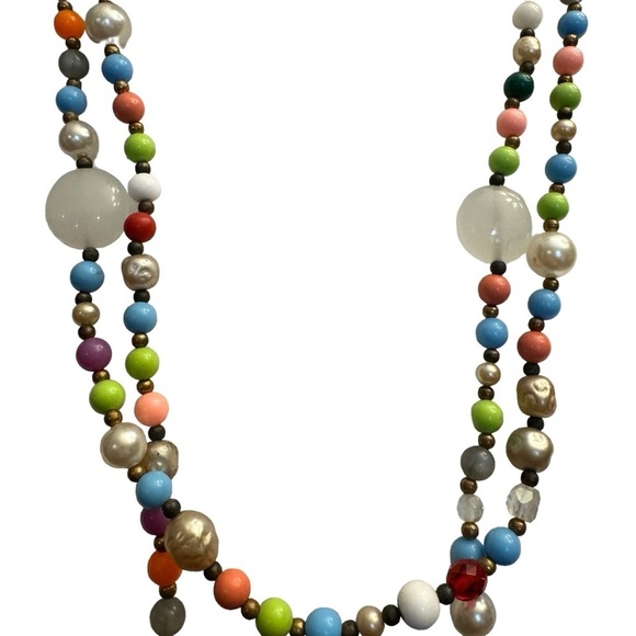Beautiful Vintage Long 30” Multicolored Bead Necklace - Picture 4 of 10